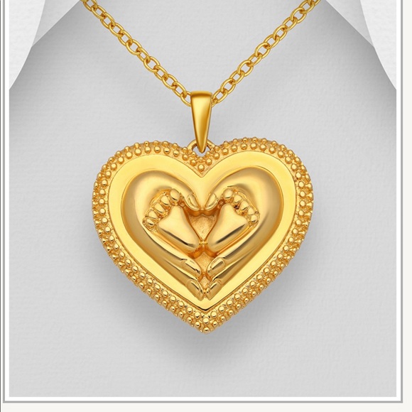 Jewelry - Mothers Hands Babys Feet Heart Shaped Pendant